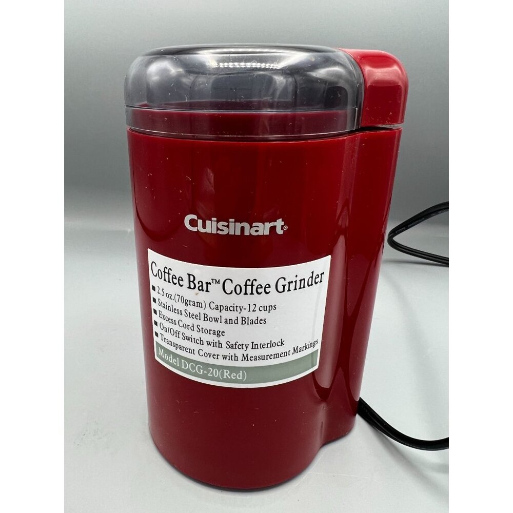 Cuisinart Coffee Bar Coffee Grinder Red Model DCG-20NR Stainless Blades & Bowl - Picture 6 of 13